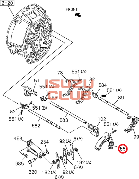 Схема Вилка переключения 5-й и 6-й передач КПП FSR90 MZW6P =Isuzu Original= *8973889810*