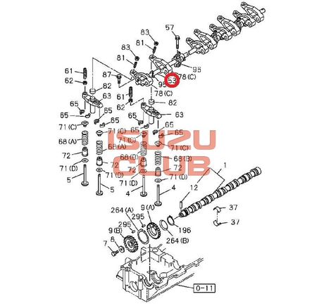 Схема Ось коромысел (рокеров) HITACHI/ISUZU мотор 4HK1-T =Isuzu Original= *8973899210*