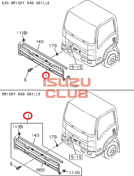 Схема Решётка радиатора ISUZU NLR85/NMR85 =Isuzu Original= *8974072913*