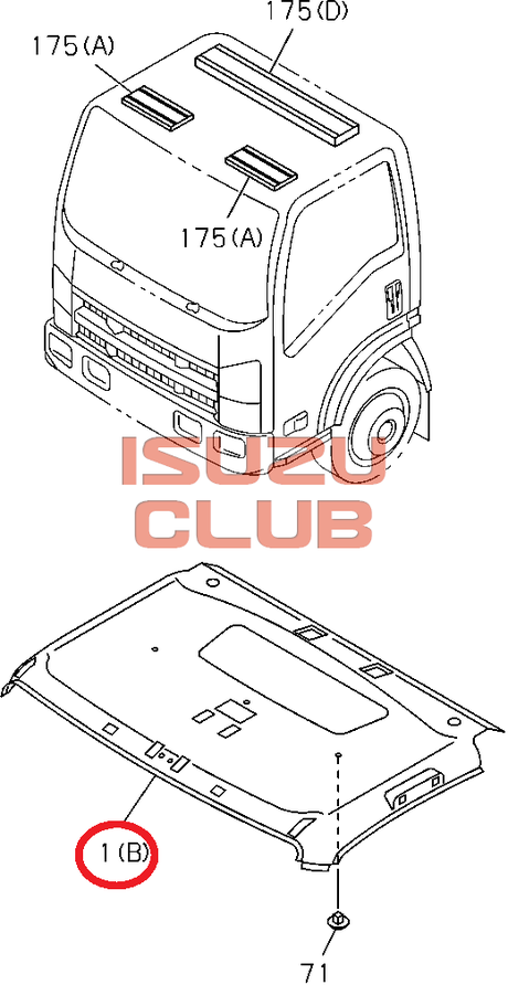 Схема Обивка потолка NPR75/NQR90 =Isuzu Original= *8974250630*