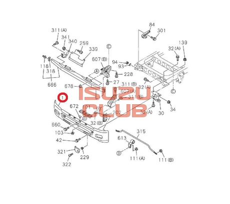 Схема Бампер передний под ПТФ ISUZU FSR90/FSR34  =Isuzu Original= *8974259070*