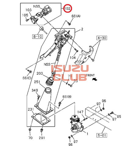 Схема Замок зажигания (корпус) ISUZU FSR90/FVR34 =Isuzu Original= *8975566590*