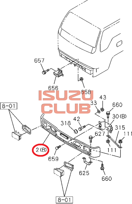 Схема Бампер передний цвет белый NQR75 =Isuzu Original= *8975809452*