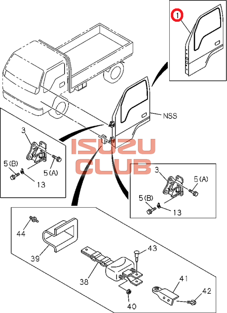 Схема Дверь кабины правая NQR71/NKR55 =Isuzu Original= *8975814471*