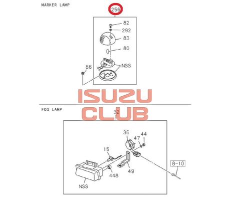 Схема Фонарь габарита на крышу левый NQR90/NPR75 =Isuzu Original= *8975875973*