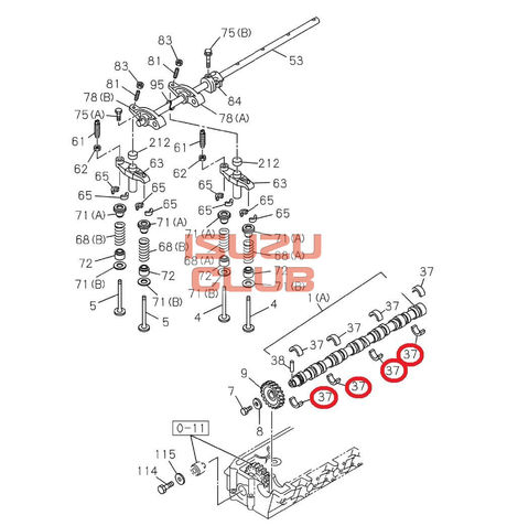 Схема Вкладыш распределительного вала (B=26) ISUZU мотор 6HK1 =Isuzu Original= *8976026990*