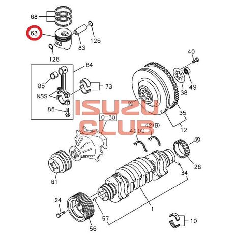Схема Поршень двигателя 4HK1 ISUZU NQR75 =Isuzu Original= *8976028001*