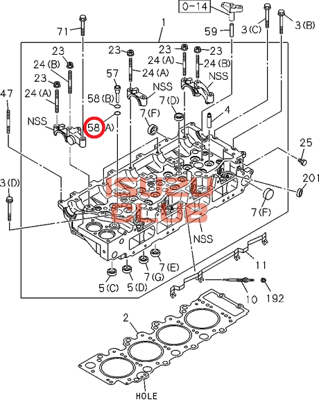 Схема Прокладка (кольцо стакана резиновое) форсунки нижняя (ID=26.4) ISUZU/HITACHI 4HK1/6HK1/6WG1 =Isuzu Original= *8976049160*