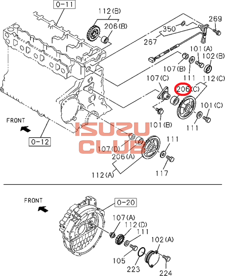 Схема Втулка промежуточной шестерни двигателя 4HK1/4HG1 =Isuzu Original= *8976067680*