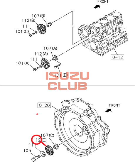 Схема Шестерня ГРМ  паразитная Z-34 (категория С) FVR34 =Isuzu Original= *8976067710*
