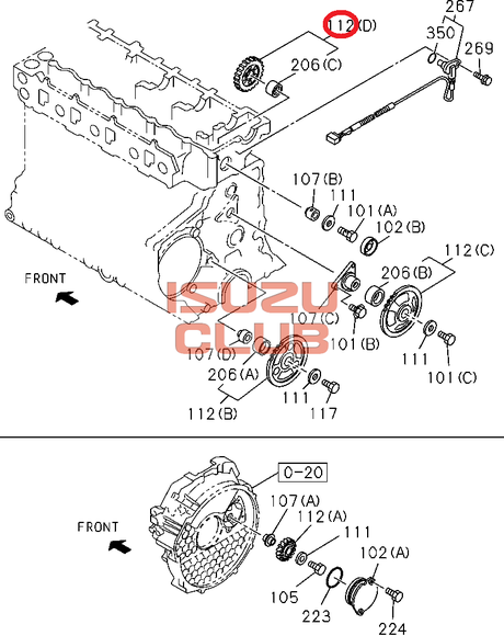 Схема Шестерня привода ГРМ паразитная малая (Z=41) 4HK1 NPR/NQR75/90 =Isuzu Original= *8976069290*