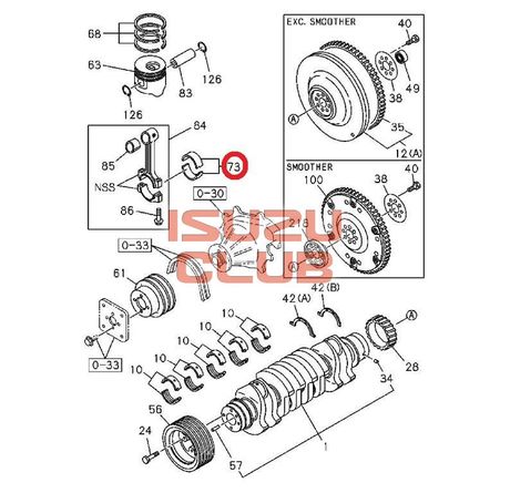 Схема Вкладыш шатунный (желтые) 4HK1/6HK1 ISUZU/HITACHI/JCB =Isuzu Original= *8976163590*