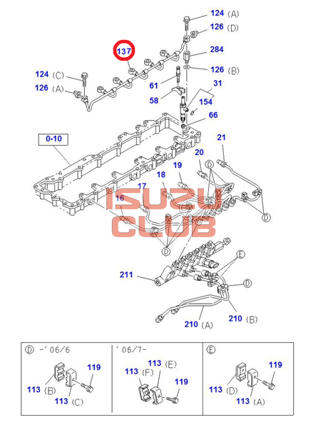 Схема Трубка отвода топлива от форсунок (обратка) 6WF1 ISUZU CYZ51 =Isuzu Original= *8976171610*