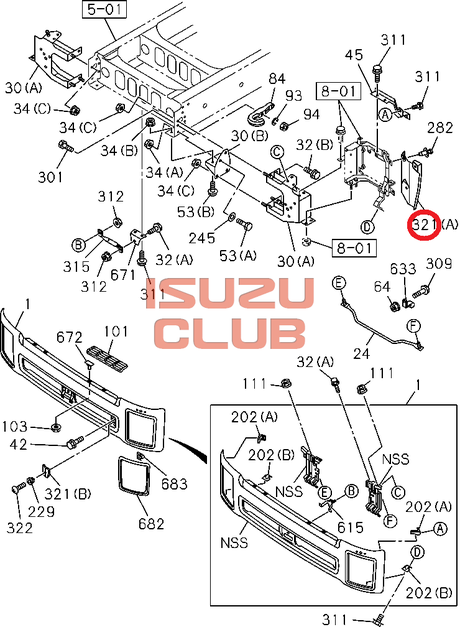 Схема Накладка бампера пластиковая левая ISUZU FVR34 =Isuzu Original= *8976191200*