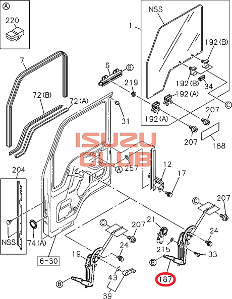 Схема Механизм стеклоподъемника левой двери электрический ISUZU NQR71/75 =Isuzu Original= *8978681143*