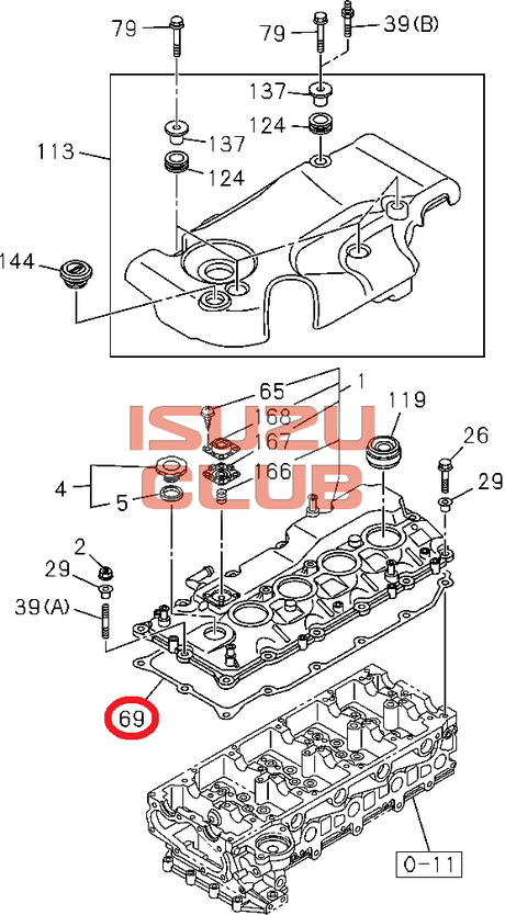 Схема Прокладка крышки клапанов 4JJ1-T ISUZU NMR/NLR85 =Isuzu Original= *8979453380*