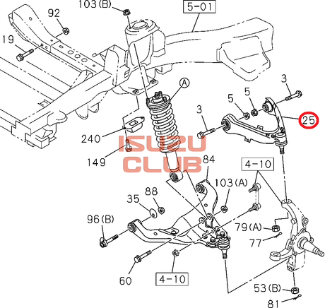 Схема Рычаг передней подвески верхний правый D-Max =Isuzu Original= *8979458412*