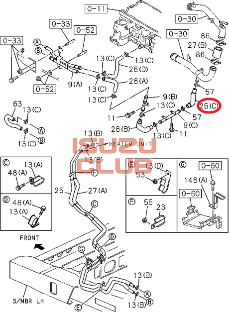 Схема Трубка отопителя салона NLR85/NMR85 =Isuzu Original= *8980001012*