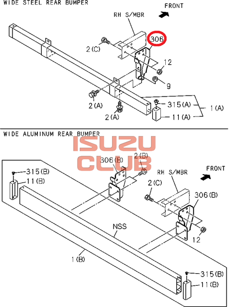 Схема Кронштейн крепления противоподкатного бруса левый ISUZU NLR85/NMR85 =Isuzu Original= *8980017941*