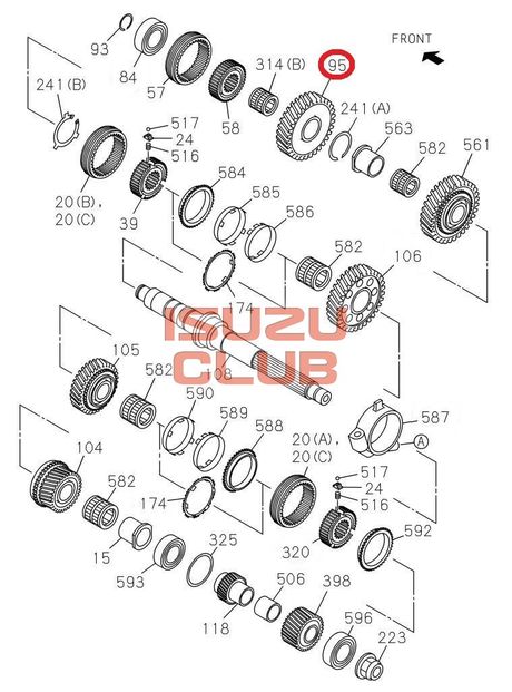Схема Шестерня заднего хода Z=44 КПП MZW6P ISUZU FSR90 =Isuzu Original= *8980052290*