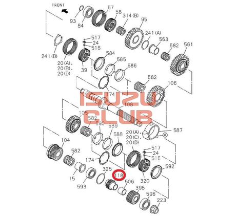 Схема Шестерня 6-й передачи промежуточного вала КПП MZW6P =Isuzu Original= *8980052921*