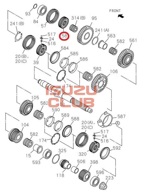 Схема Ступица синхронизатора заднего хода КПП MZW6P ISUZU FSR90=Isuzu Original= *8980052960*