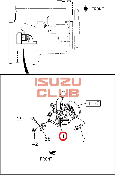 Схема Насос ГУР ISUZU NQR90 =Isuzu Original= *8980067936*