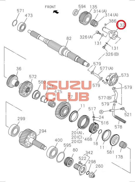 Схема Ось промежуточной шестерни заднего хода FSR90 КПП MZW6P =Isuzu Original= *8980093720*