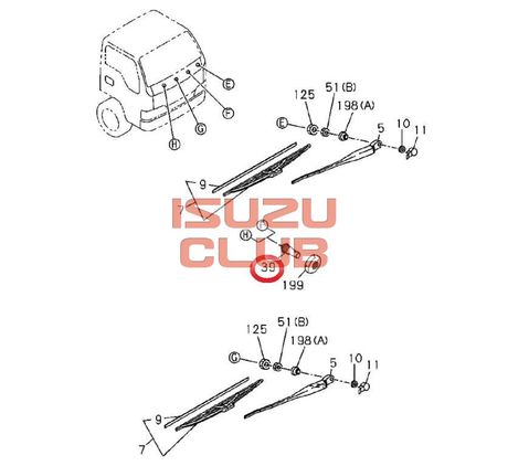 Схема Форсунка омывателя лобового стекла ISUZU NQR75/NQR71 =Isuzu Original= *8980101720*