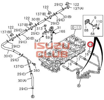 Фотография Трубка топливная форсунки №4 4JJ1 ISUZU =Isuzu Original= *8980116090*