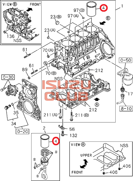 Схема Гильза блока цилиндров (3X) двигателя 4HK1/6HK1 =Isuzu Original= *8980140471/8943916031*