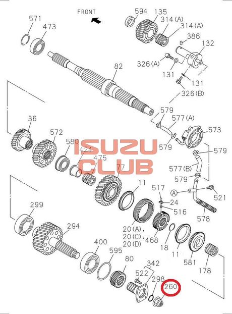 Схема Гайка хвостовика (M36) КПП ISUZU FSR90 =Isuzu Original= *8980141400*
