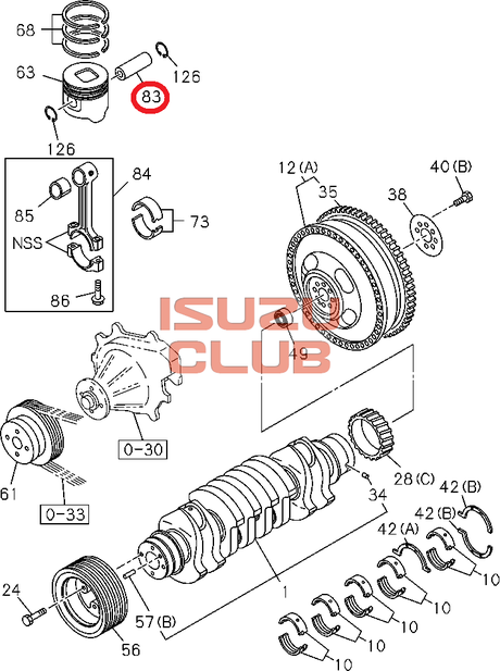 Схема Палец поршневой двигатель ISUZU 4HK/6HK =Isuzu Original= *8980188631*