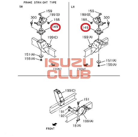 Схема Подушка кабины (опара задняя) ISUZU N-серии =Isuzu Original= *8980215611*