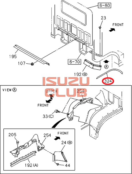 Схема Молдинг переднего крыла ISUZU NLR85/NMR85/NPR75/NQR90 =Isuzu Original= *8980227862*