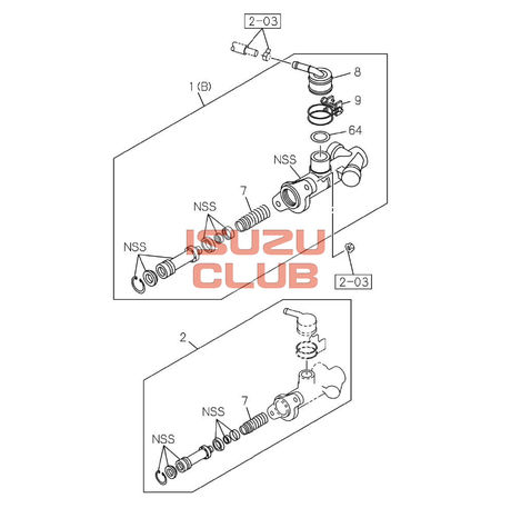 Схема Цилиндр сцепления главный ISUZU NPR75/NQR90/NLR/NMR85 =Isuzu Original= *8980253080*