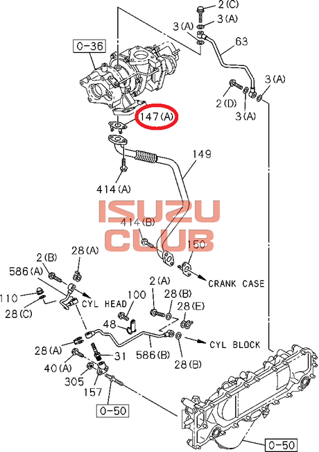 Схема Прокладка турбины сливной трубки NMR85/NLR85 =Isuzu Original= *8980294750*