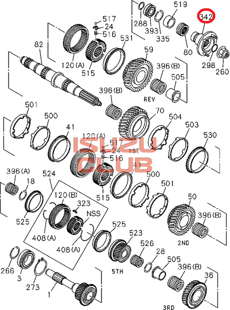 Схема Фланец КПП MYY5T/M NMR85/NQR71 =Isuzu Original= *8980316400*