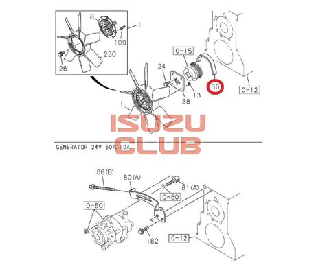 Схема Ремень генератора приводной 4HK1 ISUZU FSR90 =Isuzu Original= *8980316670*
