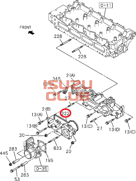 Схема Прокладка (крышки) впускного коллектора 4HK1-T ISUZU NQR90/FSR90 =Isuzu Original= *8980326110*