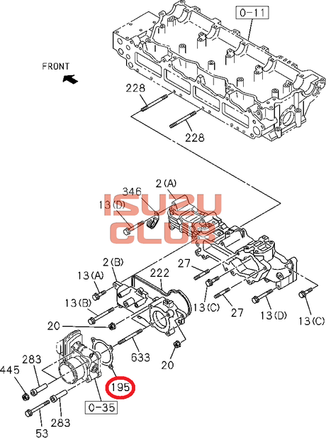 Схема Прокладка дроссельной заслонки 4HK1 ISUZU NQR90/FSR90 =Isuzu Original= *8980326120*