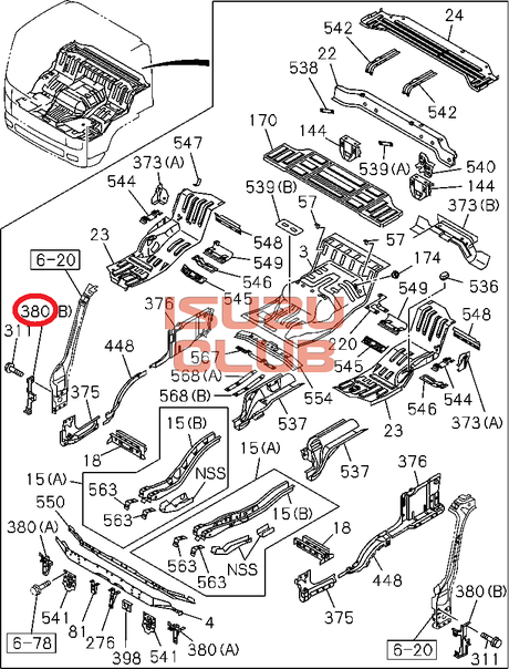 Схема Кронштейн фары правой FSR90/FVR34 =Isuzu Original= *8980326141*