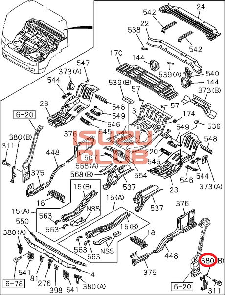 Схема Кронштейн фары левый FSR90/FVR34 =Isuzu Original= *8980326151*