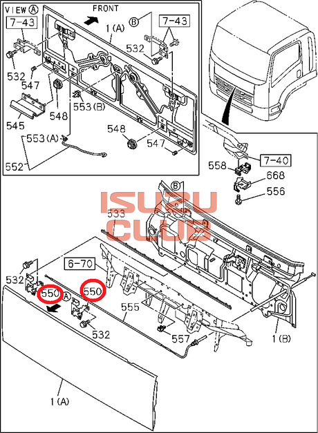 Схема Замок капота ISUZU FSR90/FVR34 =Isuzu Original= *8980365682*