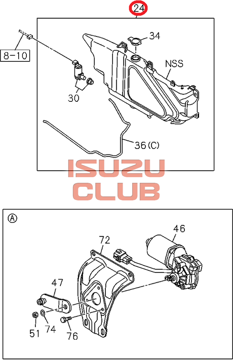 Схема Бачок омывателя лобового стекла FVR34/FSR90/FSR34 =Isuzu Original= *8980396632*