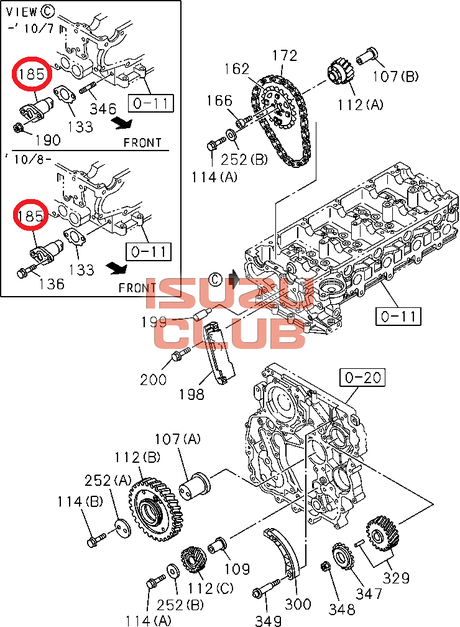 Схема Натяжитель цепи ГРМ 4JJ1 ISUZU NMR85/NLR85 =Isuzu Original= *8980397541*