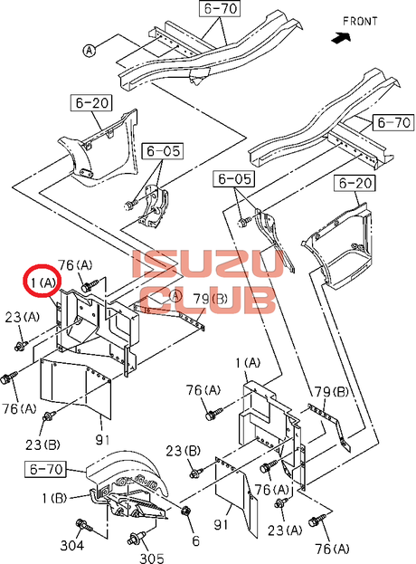 Схема Подкрылок передний правый передний ISUZU FVR34 =Isuzu Original= *8980398501*