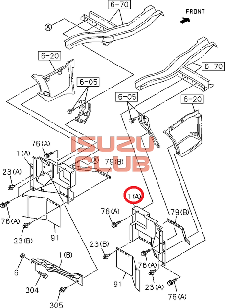 Схема Подкрылок передний левый передний ISUZU FVR34 =Isuzu Original= *8980398511*
