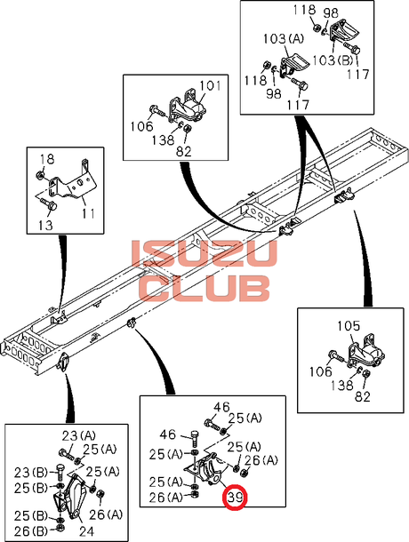 Схема Кронштейн передней рессоры ISUZU FVR34 задний левый =Isuzu Original= *8980436480*