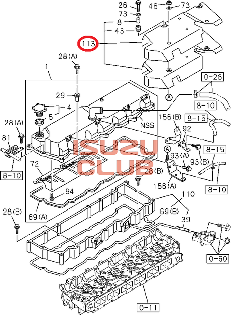 Схема Накладка клапанной крышки ISUZU 6HK1-T FVR34 =Isuzu Original= *8980441283*